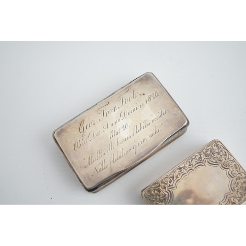 32 - A George III silver snuff box, with engraved mourning inscription in Latin, Matthew Linwood, ' Geor.... 