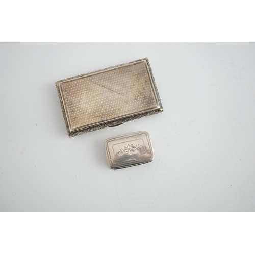 33 - An early Victorian silver rectangular snuff box, by Neustadt & Barnett, Birmingham, 1840, 69mm, toge... 