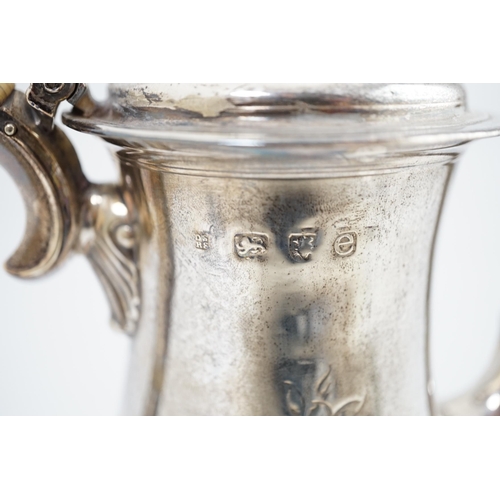 37 - A George III silver coffee pot, by Daniel Smith & Robert Sharp, of baluster form, with later? chased... 