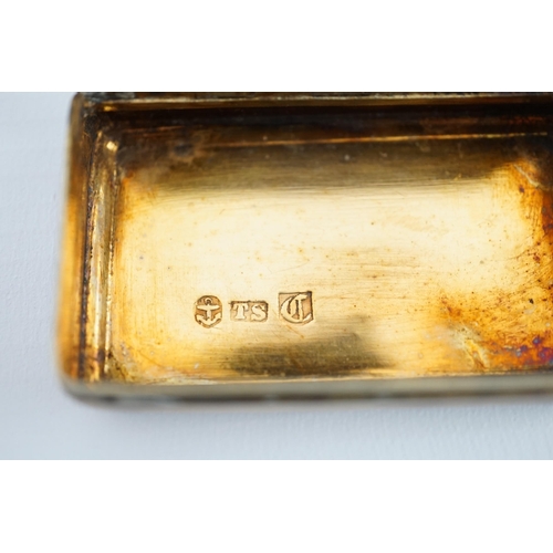 39 - A George IV silver snuff box, with engraved initials, Thomas Shaw?, Birmingham, 1826, 54mm, together... 