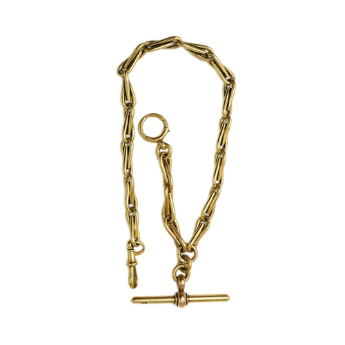 475 - An 18ct gold albert, with pear shaped links, 37cm, 93.3 grams.