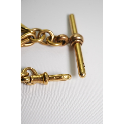 475 - An 18ct gold albert, with pear shaped links, 37cm, 93.3 grams.