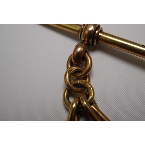 475 - An 18ct gold albert, with pear shaped links, 37cm, 93.3 grams.