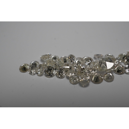 476 - A quantity of assorted unmounted round brilliant cut diamonds, total weight approximately 7.52ct, th... 