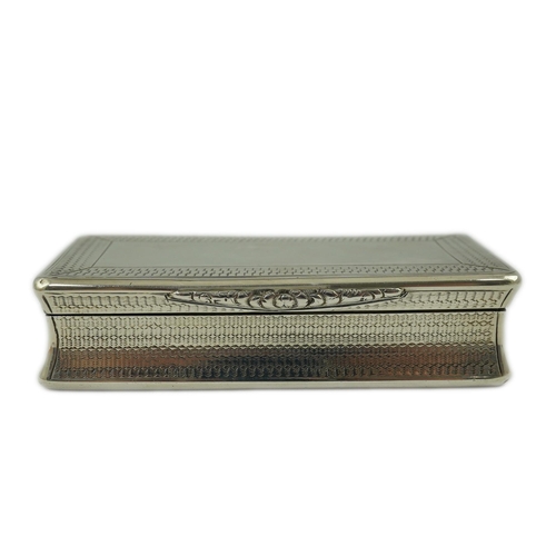 55 - A late William IV engine turned silver rectangular snuff box, by Francis Clark, Birmingham, 1836, 92... 