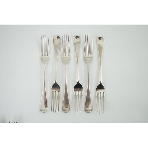 62 - A set of twelve early Victorian silver Hanovarian pattern table forks by George Adams, London, 1841,... 