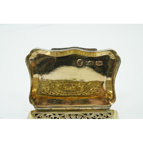 67 - An early Victorian engraved silver vinaigrette, by William Simpson, of shaped rectangular form and d... 