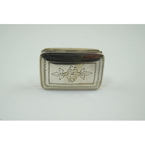 68 - A William IV engraved silver vinaigrette by Nathaniel Mills, of rounded rectangular form, with engra... 