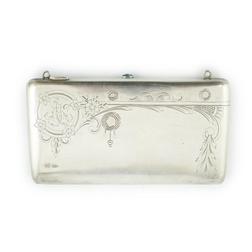 89 - A late 19th/early 20th century Russian 84 zolotnik cigarette case, with engraved initials and decora... 