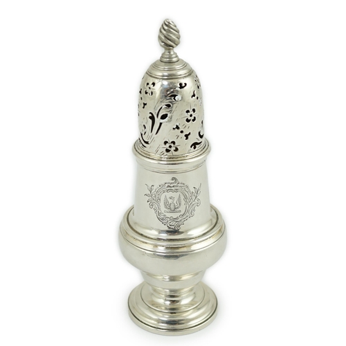 9 - An early George III silver baluster sugar caster, by John Delmester, with engraved armorial, London,... 