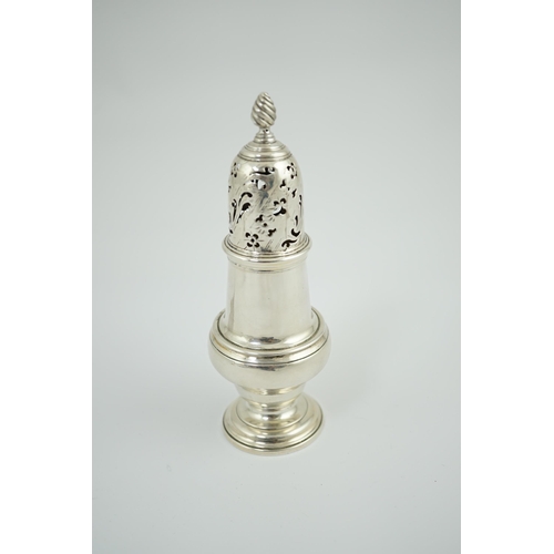 9 - An early George III silver baluster sugar caster, by John Delmester, with engraved armorial, London,... 