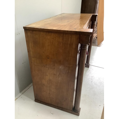 1011 - A Scottish Victorian mahogany chest, width 129cm, depth 65cm, height 108cm. Condition - feet lacking... 