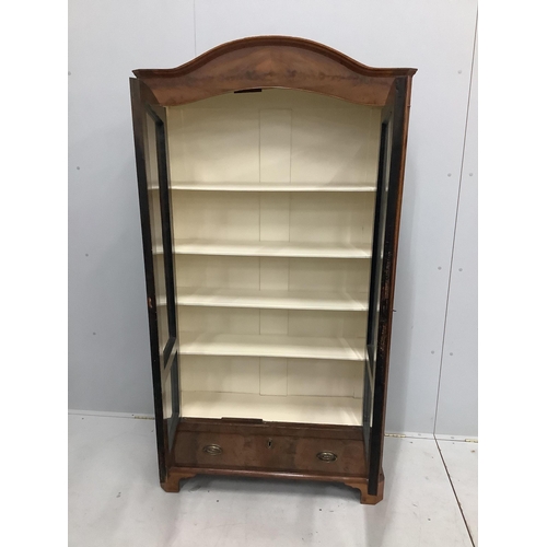 1017 - A 19th century German walnut bookcase, width 98cm, depth 31cm, height 181cm. Condition - fair