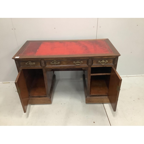 1020 - A late Victorian mahogany kneehole desk, width 120cm, depth 59cm, height 74cm. Condition - fair... 