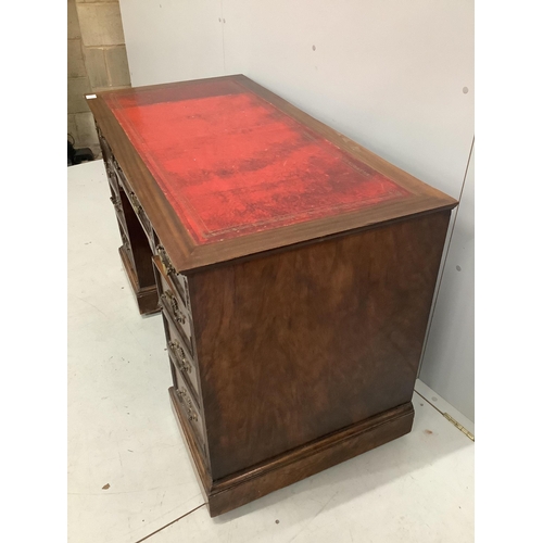 1020 - A late Victorian mahogany kneehole desk, width 120cm, depth 59cm, height 74cm. Condition - fair... 