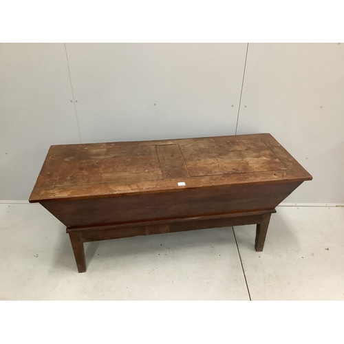 1028 - A fruitwood dough bin, c.1800, width 157cm, depth 63cm, height 72cm. Condition - fair