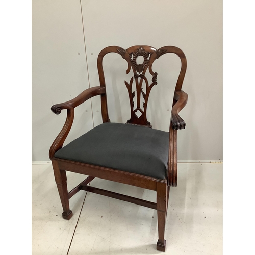 1035 - A George III mahogany elbow chair, width 71cm, depth 50cm, height 96cm. Condition - poorProvenance: ... 