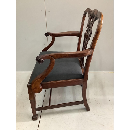 1035 - A George III mahogany elbow chair, width 71cm, depth 50cm, height 96cm. Condition - poorProvenance: ... 