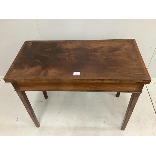 1042 - A George III rectangular mahogany folding card table, width 91cm, depth 45cm, height 73cm. Condition... 