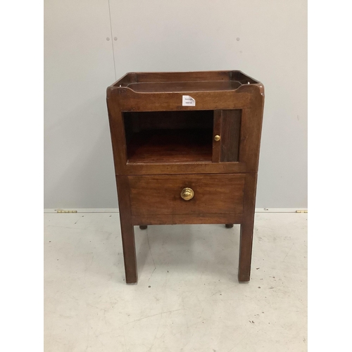 1046 - A George III mahogany tray top tambour bedside cabinet, width 49cm, depth 44cm, height 78cm. Conditi... 