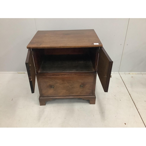 1055 - A George III mahogany bedside cabinet, width 65cm, depth 50cm, height 73cm. Condition - fair