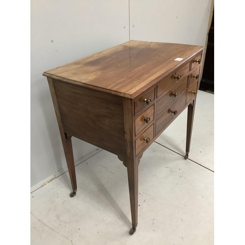 1062 - A late George III mahogany enclosed dressing table, with a lift up top, over drawers, width 78cm, de... 