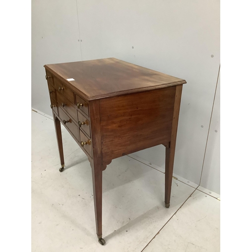 1062 - A late George III mahogany enclosed dressing table, with a lift up top, over drawers, width 78cm, de... 