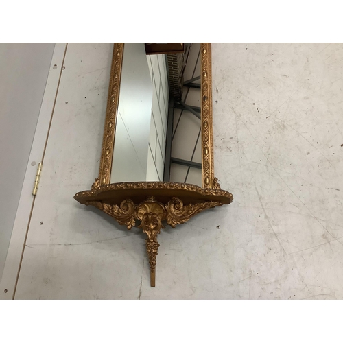 1065 - A Victorian giltwood and composition pier glass, width 46cm, height 110cm. Condition - fair