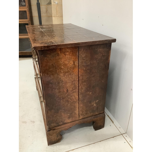 1071 - A George III burr elm chest of drawers, width 105cm, depth 57cm, height 86cm. Condition - fair... 