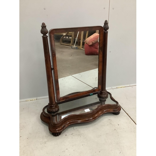 1078 - A Victorian mahogany toilet mirror, with an unusual mirrored platform base, width 72cm, depth 30cm, ... 