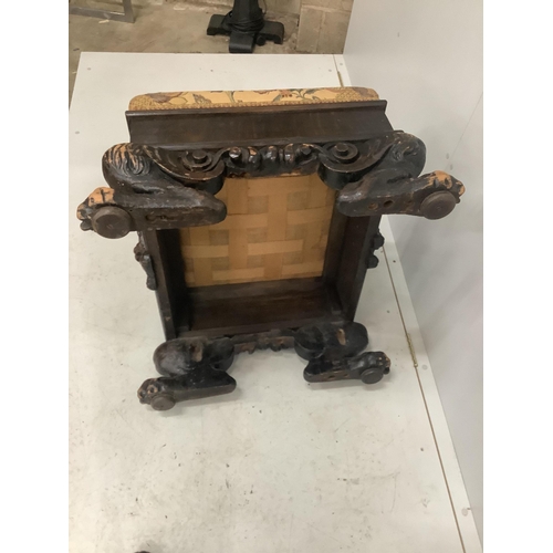 1082 - A Victorian oak rectangular topped stool, width 74cm, depth 66cm, height 44cm. Condition - fair... 