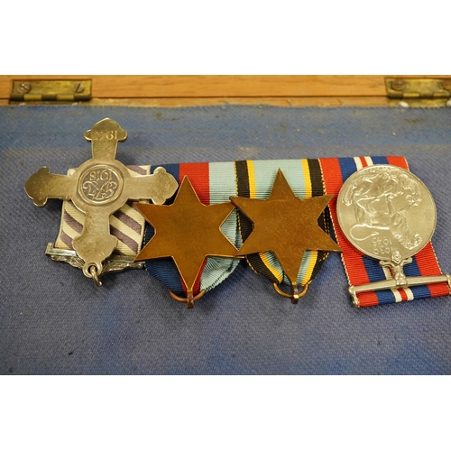 2177 - A DFC medal group with an Air Crew Europe star in a display case. Condition - good