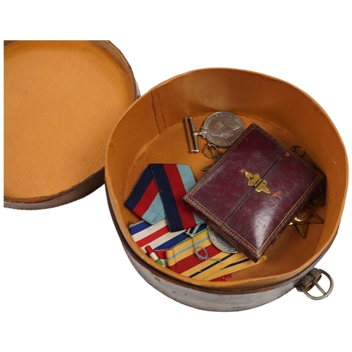 2208 - Five WWII medals including the Italy star, the France and Germany star, etc. and a cased miniature o... 