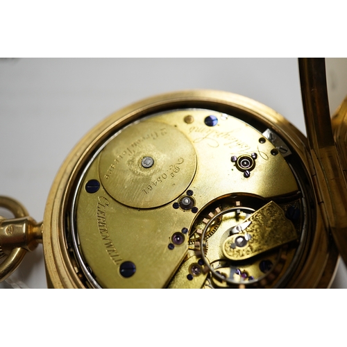 171 - A George V 18ct gold hunter minute repeating lever pocket watch, by Ashley & Sims of Clerkenwell, wi... 