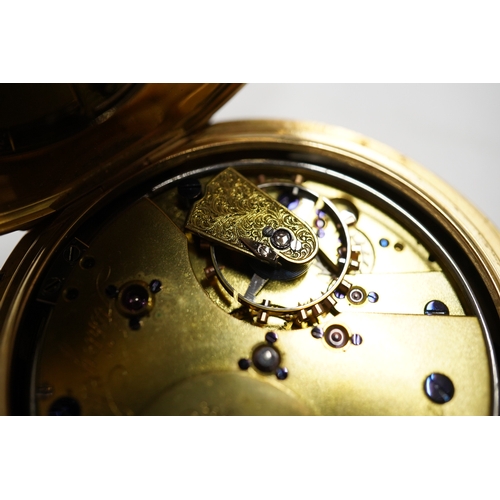 171 - A George V 18ct gold hunter minute repeating lever pocket watch, by Ashley & Sims of Clerkenwell, wi... 