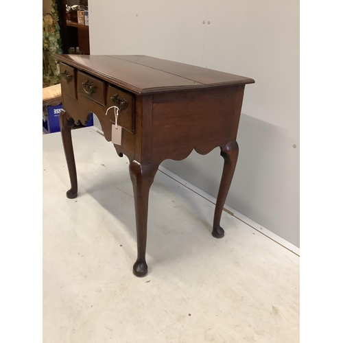 122 - A George III and later oak lowboy, width 76cm, depth 48cm, height 72cm. Condition - fair