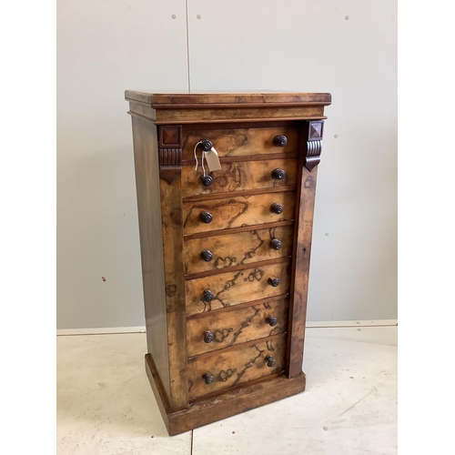 126 - A Victorian walnut Wellington chest, width 52cm, depth 37cm, height 108cm. Condition - fair to good... 