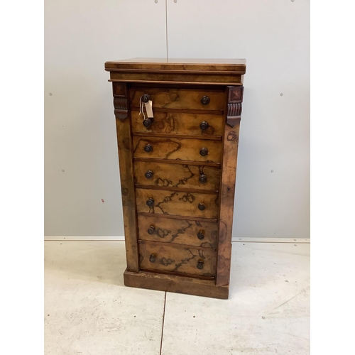 126 - A Victorian walnut Wellington chest, width 52cm, depth 37cm, height 108cm. Condition - fair to good... 