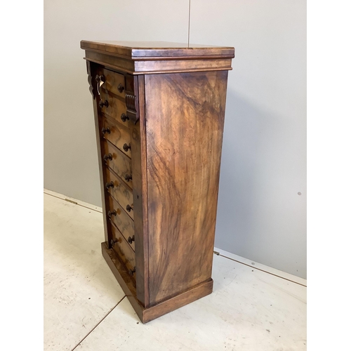 126 - A Victorian walnut Wellington chest, width 52cm, depth 37cm, height 108cm. Condition - fair to good... 