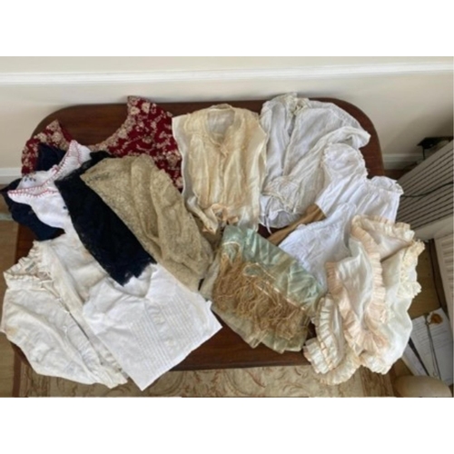 161 - A vintage cotton night gown, a John Lewis night gown and over dressing gown with lace trim, plus mix... 