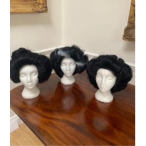 165 - Three ladys Japanese Geisha style wigs, acrylic hair