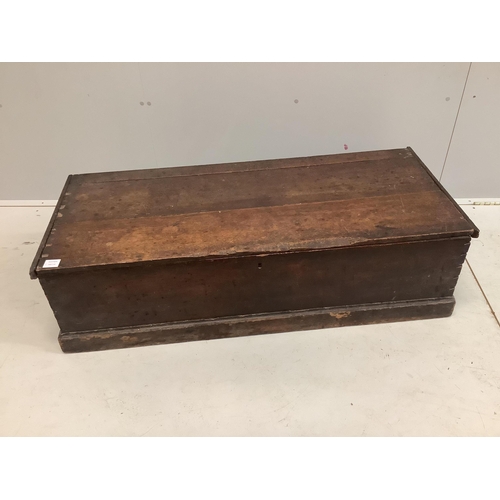 19 - A 19th century mahogany trunk width 124cm, depth 52cm, height 33cm. Condition - poor