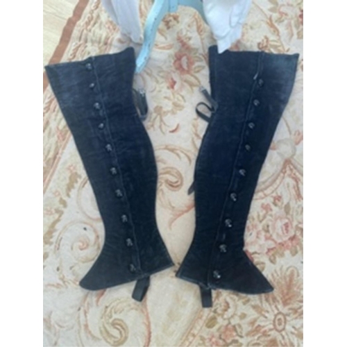 191 - A military style uniform with elaborate trim and epilates and other accessories, cream leggings and ... 