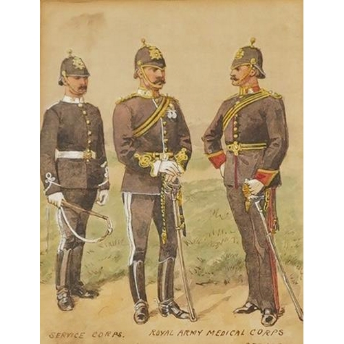 695 - Richard Simkin (1850-1926), watercolour heightened with white, 'Royal Army Medical Corps', 13x10cm. ... 