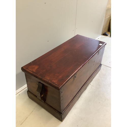 75 - A Victorian stained hardwood trunk, width 102cm, depth 44cm, height 46cm. Condition - fair