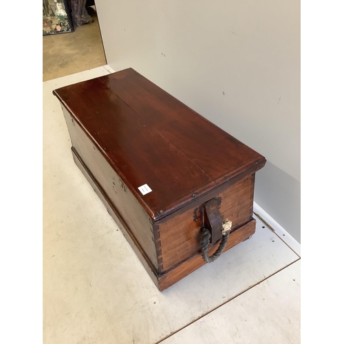 75 - A Victorian stained hardwood trunk, width 102cm, depth 44cm, height 46cm. Condition - fair