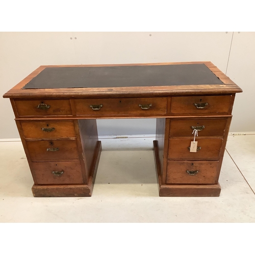 79 - A Victorian mahogany pedestal desk, width 122cm, depth 55cm, height 75cm. Condition - poor