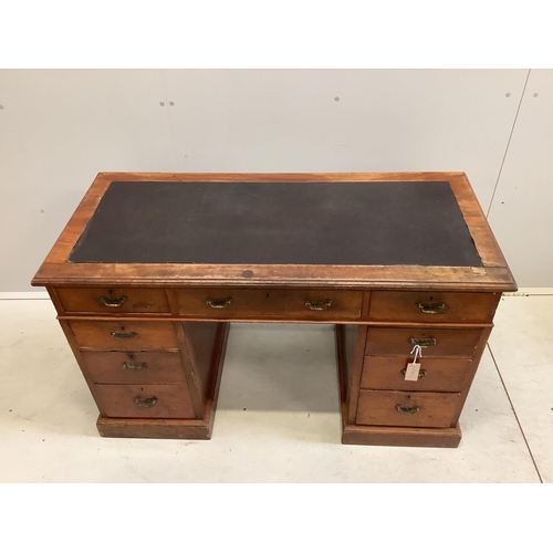 79 - A Victorian mahogany pedestal desk, width 122cm, depth 55cm, height 75cm. Condition - poor