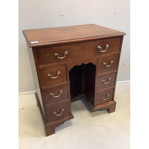 95 - A George III mahogany kneehole desk, width 71cm, depth 48cm, height 80cm. Condition - fair to good... 