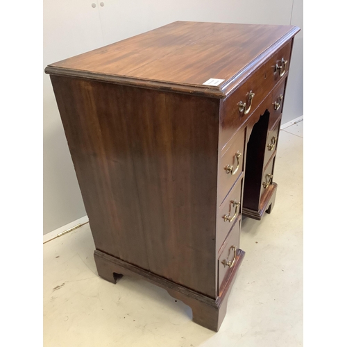 95 - A George III mahogany kneehole desk, width 71cm, depth 48cm, height 80cm. Condition - fair to good... 